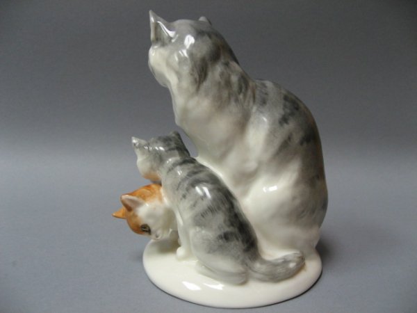 Boehm Figure of Cat and Two Kittens, - 3