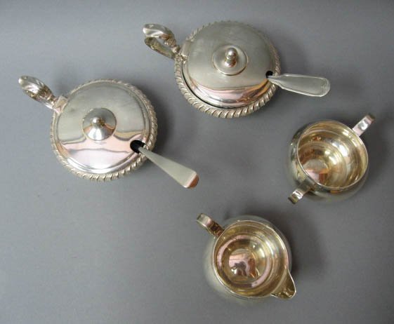 A Pair of Gorham Sterling Mustard Pots, - 3