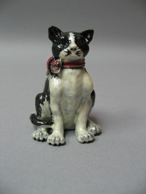 Enameled and Jeweled Cat Gift Box