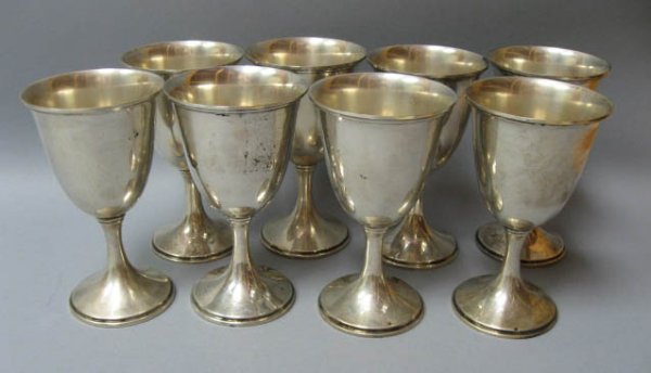 Eight S. Kirk & Son Sterling Goblets,