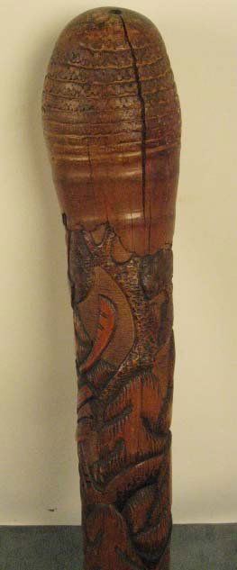 An Antique Samurai House Post,: carved of bamboo root with the legend of Uwibami. The post was used in a home to support the armor worn by a samurai warrior. 43" high. Provenance: purchased in Japan by Capt. Robert Johnson, USN (Ret