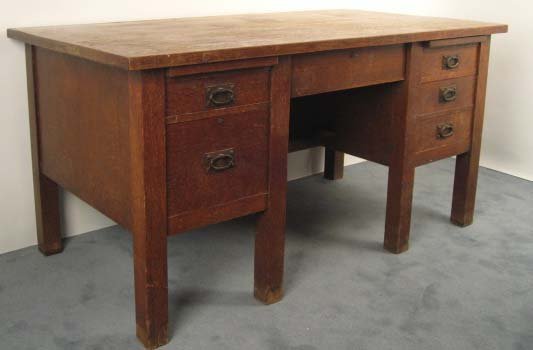 A Gustav Stickley Double Pedestal Desk, - 3