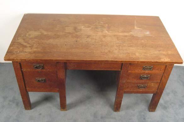 A Gustav Stickley Double Pedestal Desk, - 4