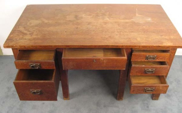 A Gustav Stickley Double Pedestal Desk, - 6