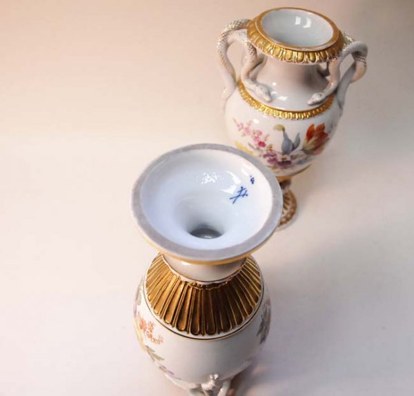 A Pair of 19th C Meissen Vases, - 10