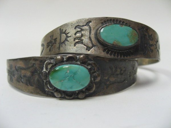 Two Early Southwestern Sterling Bracelets, - 2