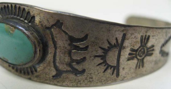 Two Early Southwestern Sterling Bracelets, - 4