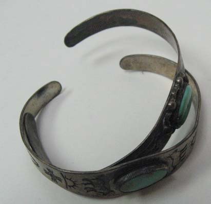 Two Early Southwestern Sterling Bracelets, - 6
