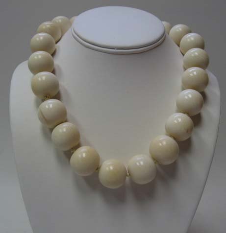 A Large Ivory Bead Necklace, - 3