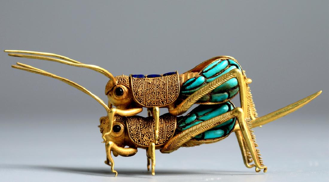 PURE GOLD GRASSHOPPER PATTERN DECORATION (PAIR?? (1 of 10)