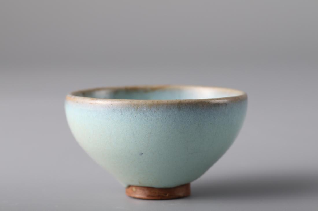 CELESTE BLUE GLAZE JUN KILN BOWL WITH RED SPOT (1 of 8)