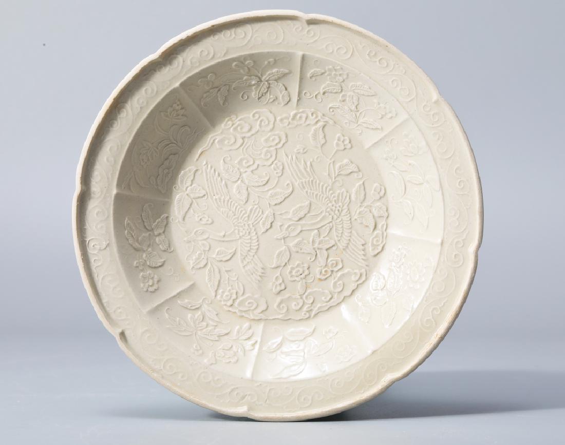 Dingyao kiln printing double crane flower pattern plate (1 of 7)