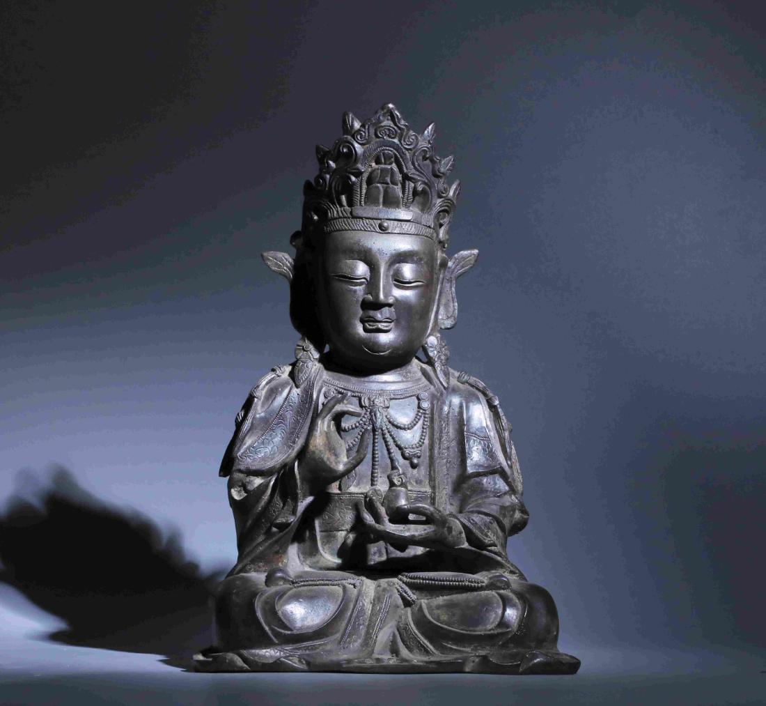 ANCIENT IRON-CASTED BUDDHA STATUE (1 of 6)