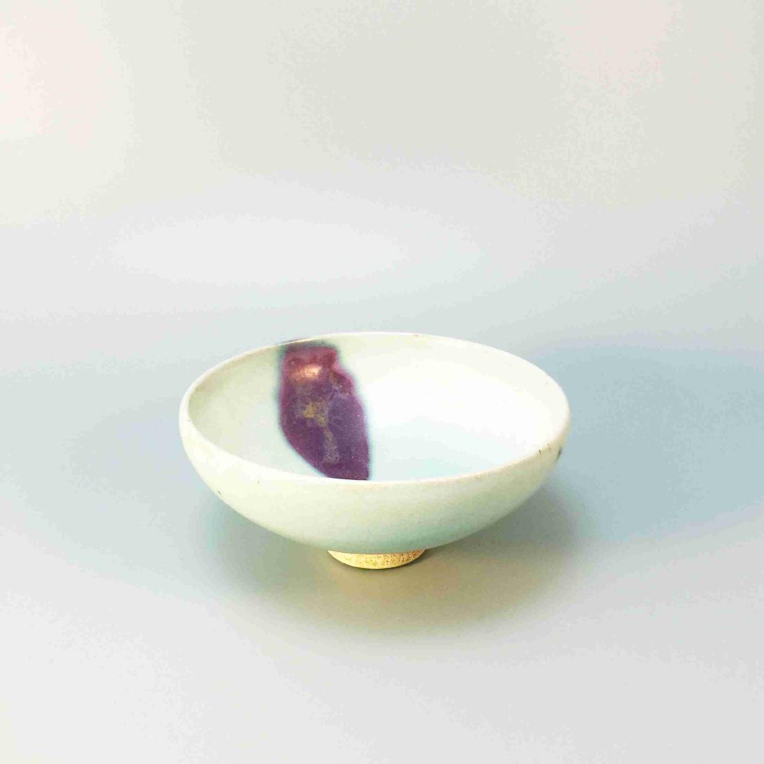 JUN KILN BLUE GLAZE PURPLE SPOTTED LARGE BOWL (1 of 6)