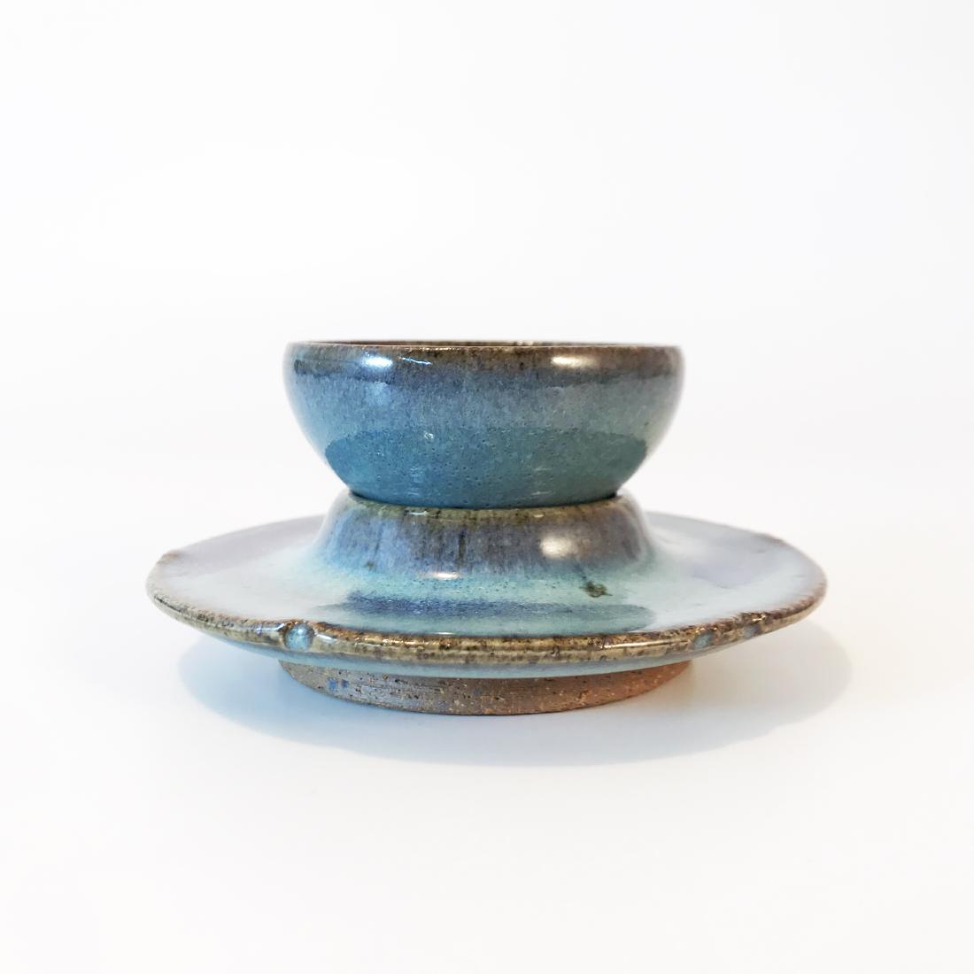 JUN KILN GREEN GLAZE CUP AND TRAY SET (1 of 7)