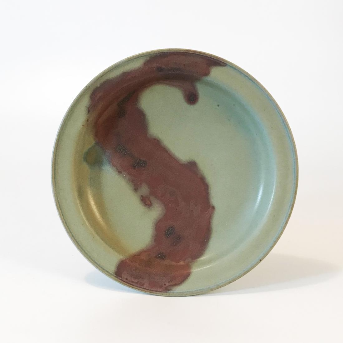 JUN KILN GREEN GLAZE RED SPOTTED PLATE (1 of 7)