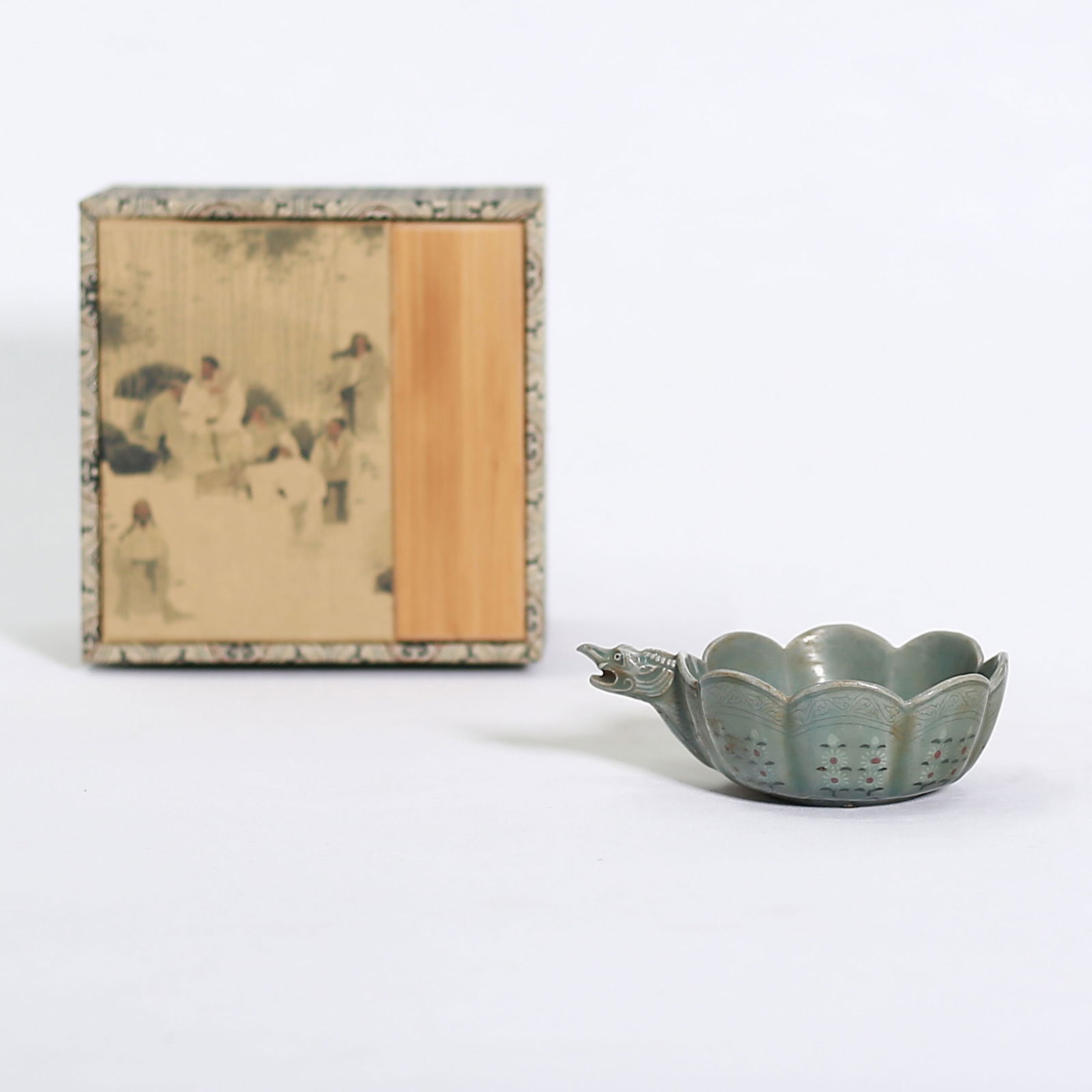 Gao Li Celadon Flower Mouthed Cup with Dragon Sprout. (1 of 6)