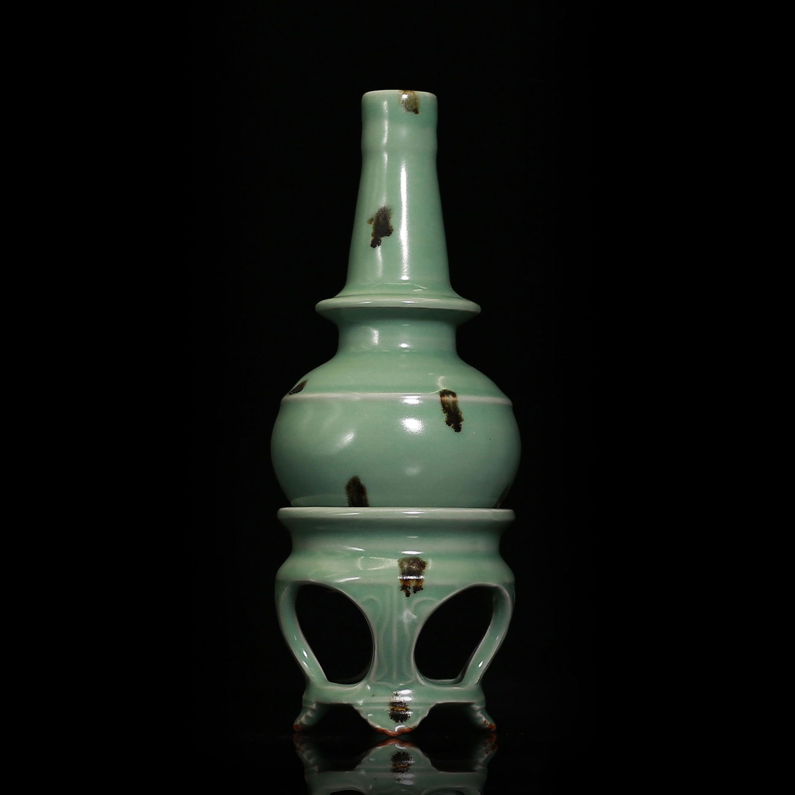 Long Quan Kiln Celadon Glazed Bottle Base with "Good (1 of 7)