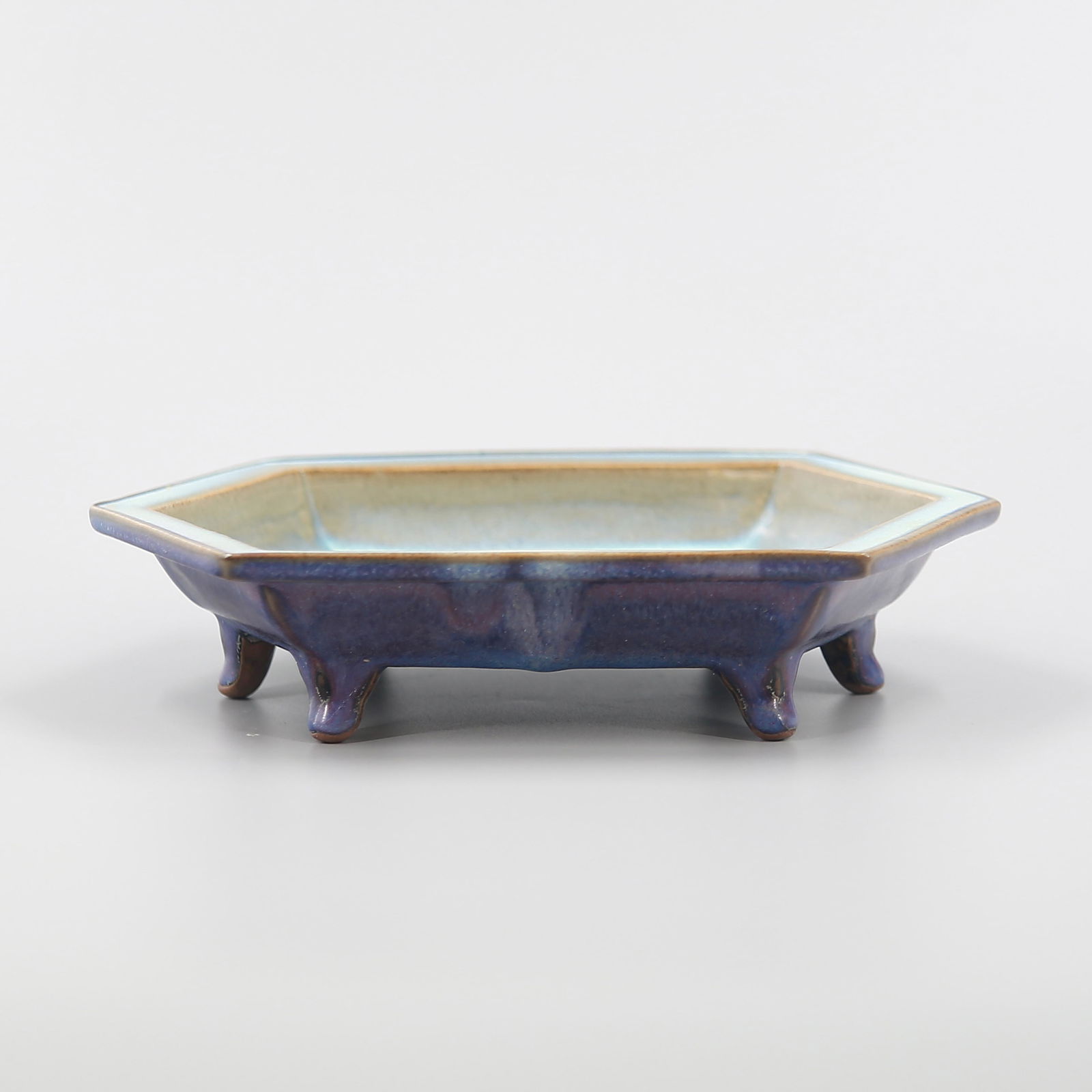 Jun Kiln Sky Blue Glazed Hexagon Water Bowl with Six (1 of 6)