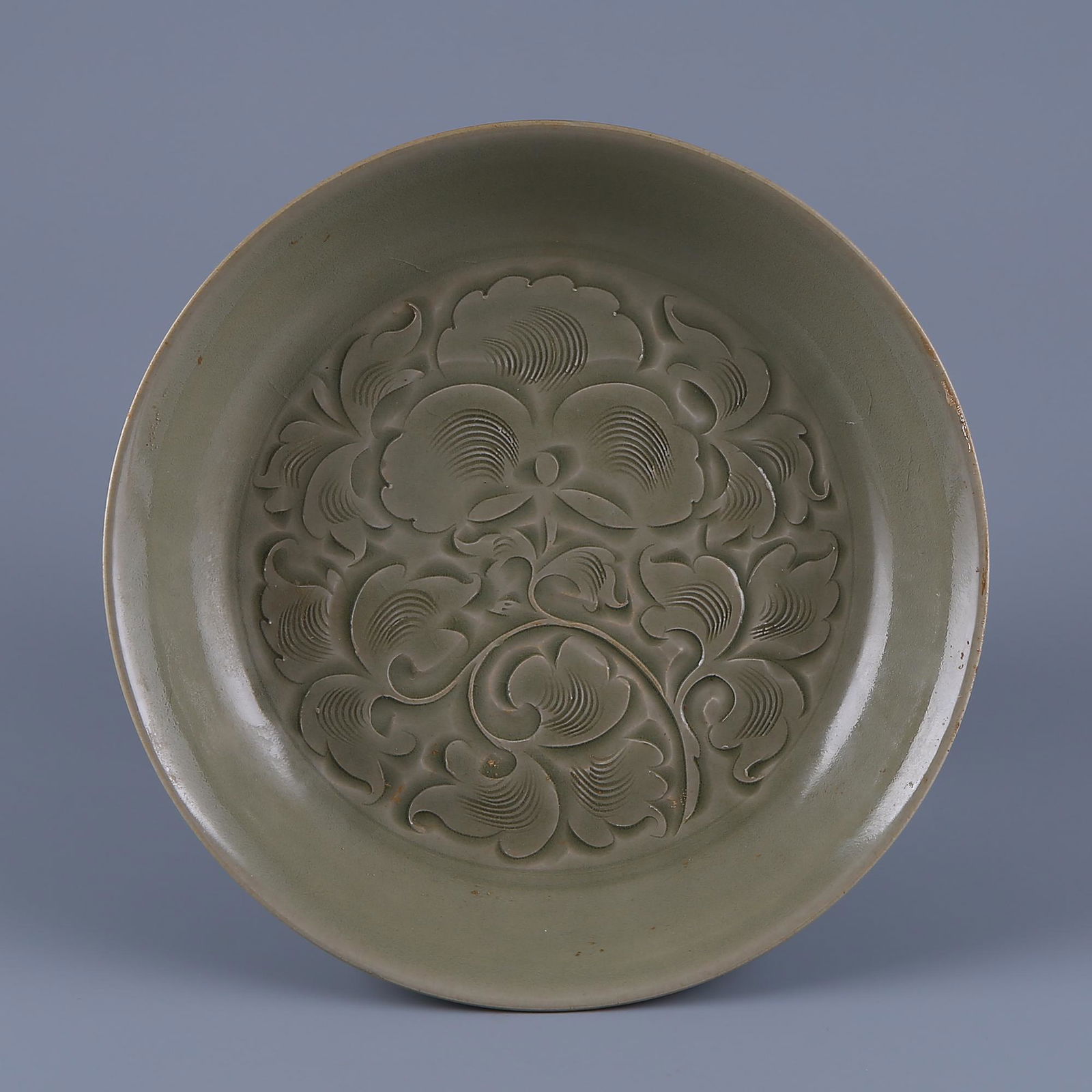Yaozhou Kiln Celadon Plate with Peony Design (1 of 7)