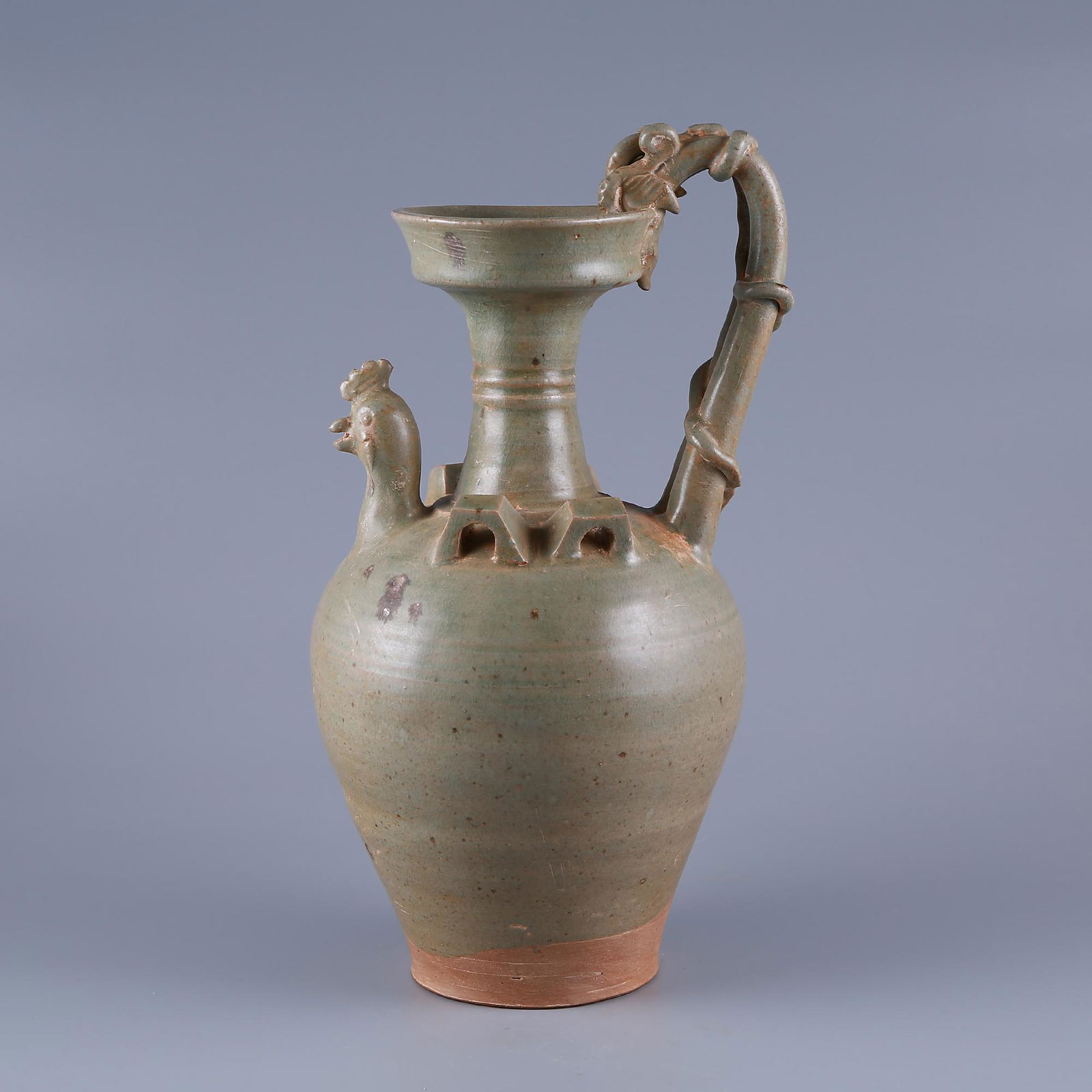 Northern Qi Celadon Handle Chicken Head Pot (1 of 9)