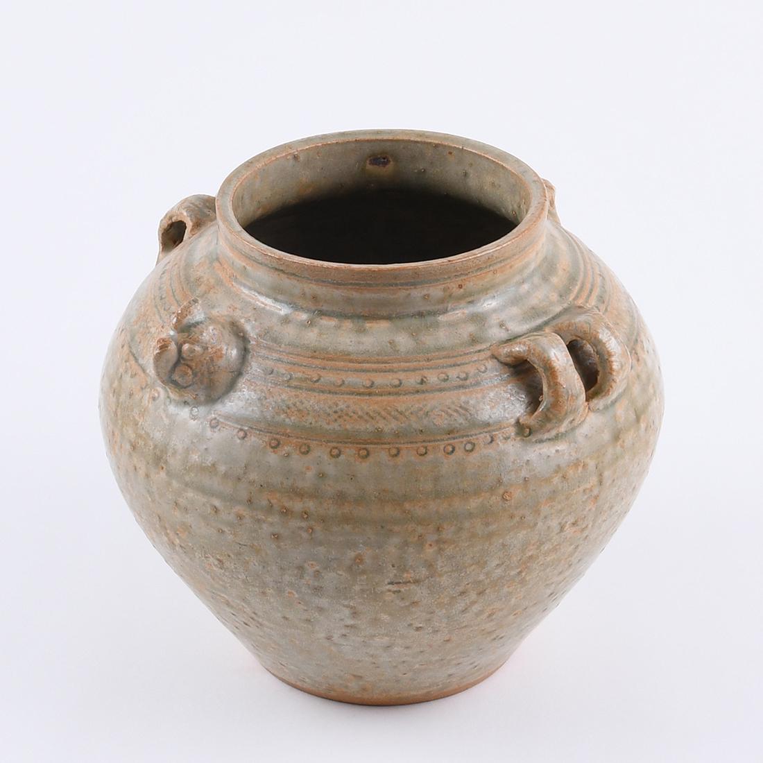 A 'YUE' CELADON CHIKEN HEAD JAR (1 of 8)