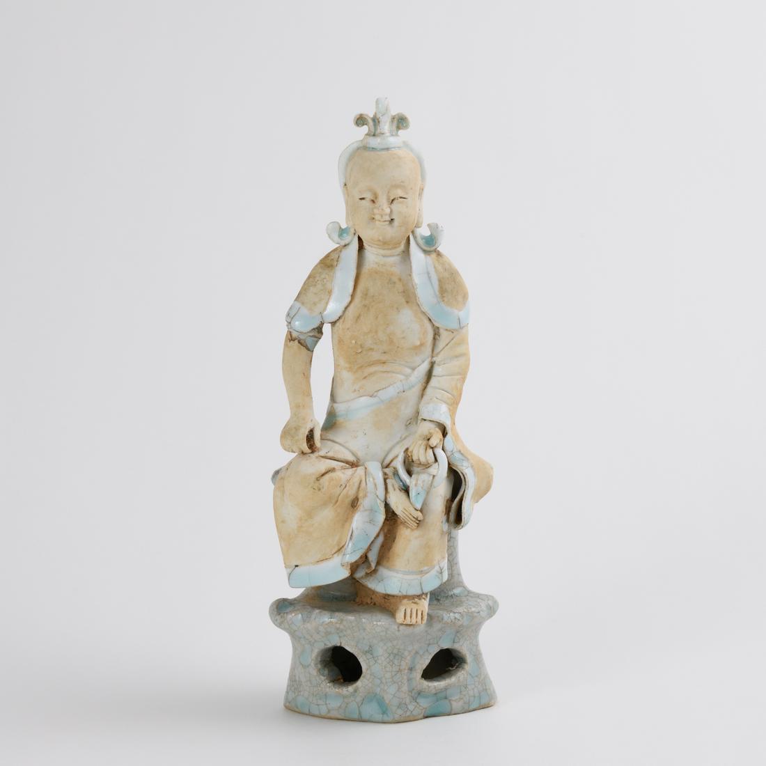 A QINGBAI 'BISQUE' STATUE OF TAOIST PRIEST (1 of 6)