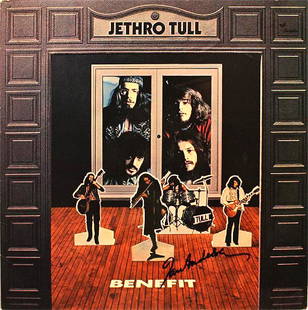 "JETHRO TULL" - frontman Ian Anderson signed Rare: 100% In-Person! Classic "Jethro Tull" signed Benefit LP by legendary flautist frontman Ian Anderson. Rare, collectible signature! Dimensions: 12" x 12" Artist or Maker: Ian Anderson Medium: Record