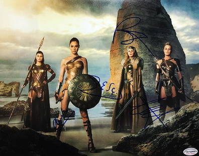 "WONDER WOMAN" - 'The Women of Themyscira' signed 11x14: 100% In-Person! 11x14 photo of 'The Women of Themyscira' signed by all 4 pictured: Gal Gadot, Connie Nielsen, Robin Wright and Elena Anaya! Dimensions: 11" x 14" Artist or Maker: "Wonder Woman" (2017)