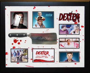 "DEXTER" - Michael C. Hall signed CLEAVER! Custom: GREAT IDEA and 100% In-Person. Signed 'Cleaver' by star of the hit series "Dexter"; Michael C. Hall. Custom framed with laser-cut graphics, etched name-plate, and photos. (This item is made to order.