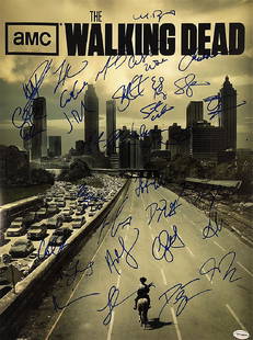 "THE WALKING DEAD" - Amazing Full-Cast Signed 16x20: 100% In-Person and Totally Insane!! If you're a fan of "The Walking Dead" (and not many aren't!) this is your HOLY GRAIL!! A fantastic 16x20 photo of the opening sequence of the show signed by 30