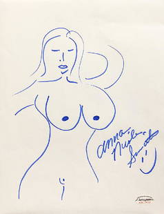 ANNA NICOLE SMITH - Hand-Drawn NUDE self-portrait: 100% In-Person! Honestly one of the rarest sketches we've had. "Playboy" legend Anna Nicole Smith (November 28, 1967 ‰óñ February 8, 2007) hand-drawn NUDE self-portrait sketch on 8.5"x11" paper.