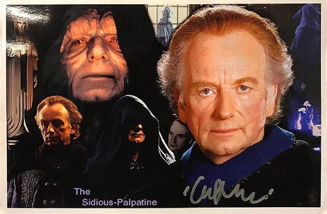 "STAR WARS: The Phantom Menace" Ian McDiarmid Signed: Description: 100% In-Person and one of THE most difficult autograph of ALL the "Star Wars" actors. Rare signed montage 9x11 photo by Ian McDiarmid as 'Senator Palpatine'/'The Emperor'. 