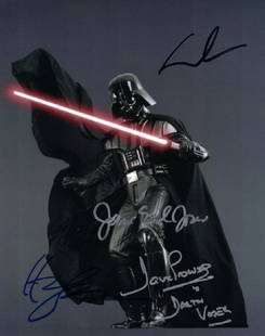 "STAR WARS: DARTH VADER" - Greatest Movie Villain: Description: 100% In-Person. 'Darth Vader' - easily the greatest movie villain of All-Time! Hand-Signed color 8x10 pose by each actor that's been involved in playing the part of 'Vader' over the