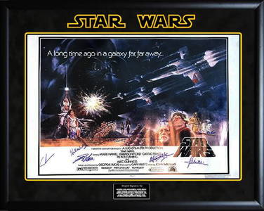 "STAR WARS: A New Hope" - RARE UK Quad CAST signed