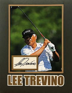 PGA Legend LEE TREVINO Original Signature matted with: 1971 PGA Player of the Year and 2x 'Masters' Champ LEE TREVINO Original signature. Professionally double-matted with photo and laser-cut title. Artist Name: Lee Trevino Medium: Signed index card