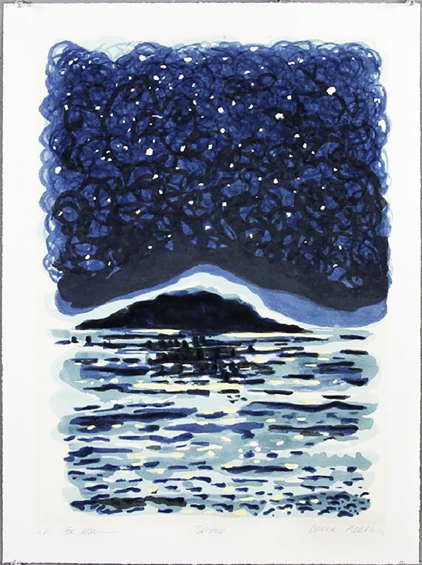 ANNE NEELY - Gorgeous A/P H/S 'Solstice' Lithograph: A staunch conservationist and noted, very talented young artist, Anne Neely's earlier works focused on the Earth and water. This piece, titled 'Solstice' is a gorgeous example of that work. Hand-signe