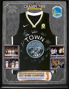 2018 NBA CHAMPS "Golden State Warriors" TEAM signed: 139104 - 100% In-Person. They did it again! The NBA's "Golden State Warriors" (and my home-town team!!) have just won their 3rd Championship in 4 years! This is the trendy, alternate black jersey