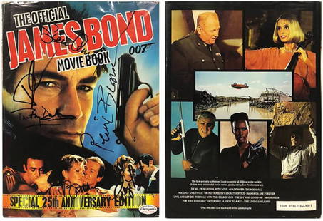 JAMES BOND" - ALL 6 Stars signed 25th Anniversary book: MS52342 - We just celebrated "'James Bond's' 50th Anniversary, so go back more than 25 years on this one! 100% In-Person, Unique Anniversary "coffee-table book" signed by ALL 6: Sean Connery, George