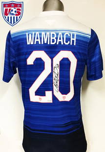 ABBY WAMBACH - "USA Soccer" 2x Gold Medalist signed: 134572 - 100% In-Person signed authentic blue/white #20 jersey by "USA Women's Soccer" player/coach and 2x Gold Medalist Abby Wambach