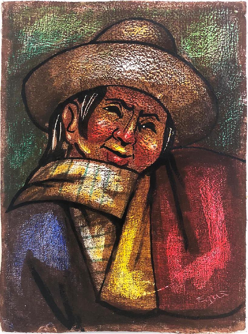 CAMILO EGAS - RARE ORIGINAL Mixed-Media on Canvas: 138622 - CAMILO EGAS MIXED MEDIA ON CANVAS. One of the Rarest pieces in the auction. Egas (1889-September 18, 1962) was a highly talented and regarded Ecuadorian painter and teacher. Involved in one w