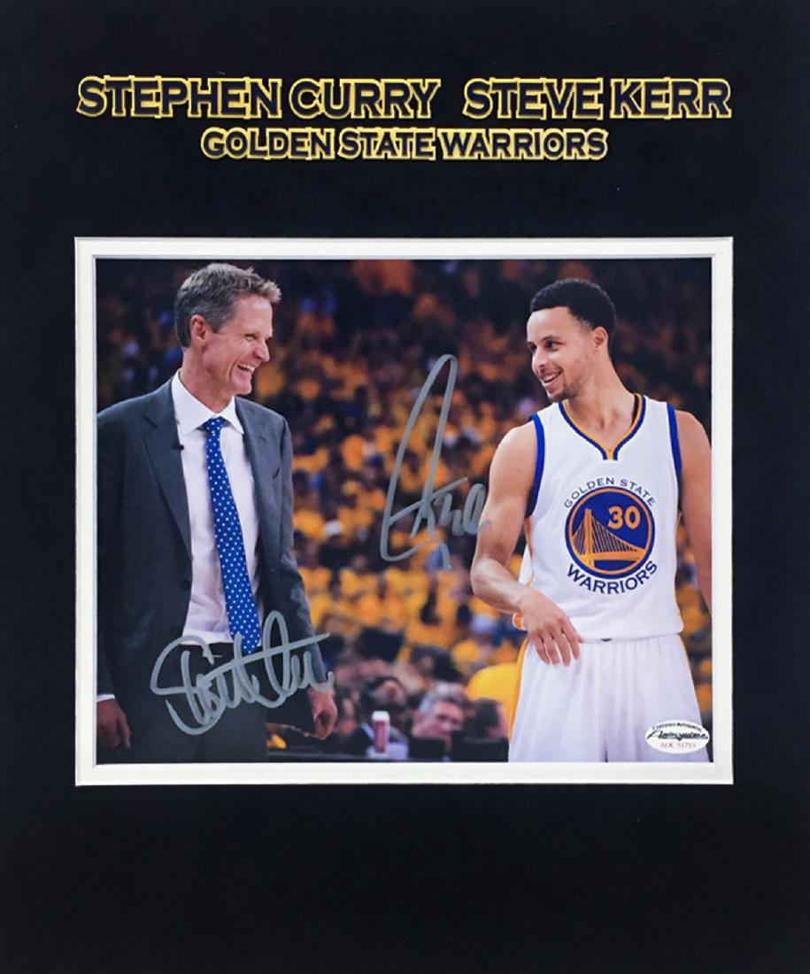 "GOLDEN STATE WARRIORS" - Curry and Coach Kerr signed (1 of 2)