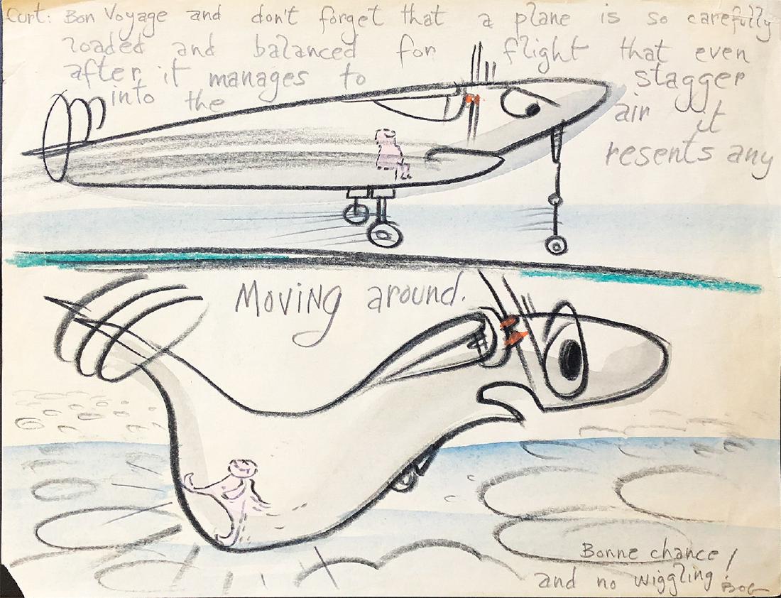 ROBERT OSBORN - 'Bon Voyage' ORIGINAL Crayon on Paper (1 of 6)