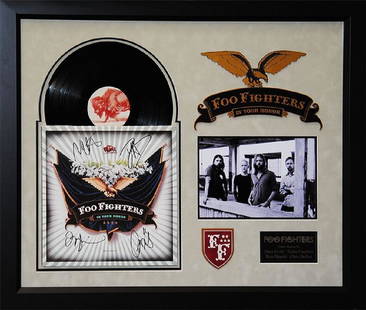 Foo Fighters "In Your Honor" Signed Album: Signed by Dave Grohl, Taylor Hawkins, Chris Shiflett, and Nate Mendel Foo Fighters signed In Your Honor LP by Dave Grohl, Nate Mendel, Taylor Hawkins, and Chris Shiflett. Custom framed with laser-cut