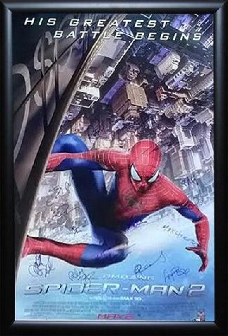 The Amazing Spider-Man 2 - Signed Movie Poster: Signed by Andrew Garfield, Emma Stone, Felicity Jones, Jamie Foxx, Paul Giamatti, Embeth Davidtz, Dennis Leary, Sally Field, Marton Csokas, BJ, Novak, Max Charles, Campbell Scott, Colm Feore, Chris Zy