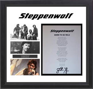 Steppenwolf Born To Be Wild Signed Lyrics: Signed by John Kay