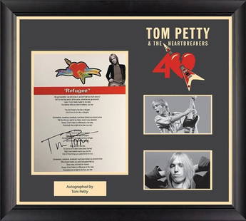 Tom Petty Autographed Lyrics Refugee: Signed by Tom Petty