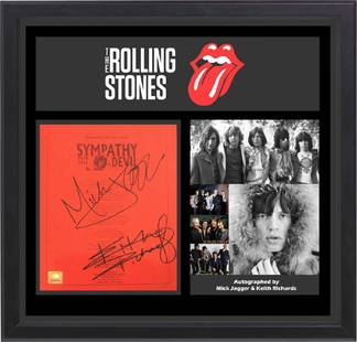 Rolling Stones Sympathy For The Devil Signed Lyrics: Signed by Mick Jagger and Keith Richards