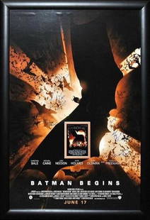 Batman Begins Signed Movie Poster: Signed by Christian Bale, Tom Hardy, Anne Hathaway, Joseph Gordon-Levitt, Marion Cotilliard, Gary Oldman, Juno Temple, Morgan Freeman, Michael Caine, Matthew Modine, Nestor Carbonell, Adam Rodriguez,