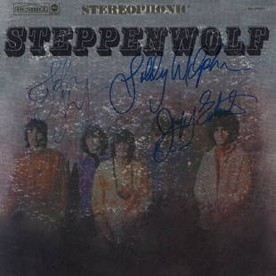 Steppenwolf "Self Titled Metallic Foil Cover": Album signed by John Kay, Goldy McJohn, and Jerry Edmonton